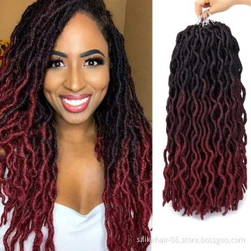 20 inch Synthetic Braids Goddess Faux Locs Crochet Hair Soft Curly End Natural Synthetic Braids Brown Extension For Women Locks